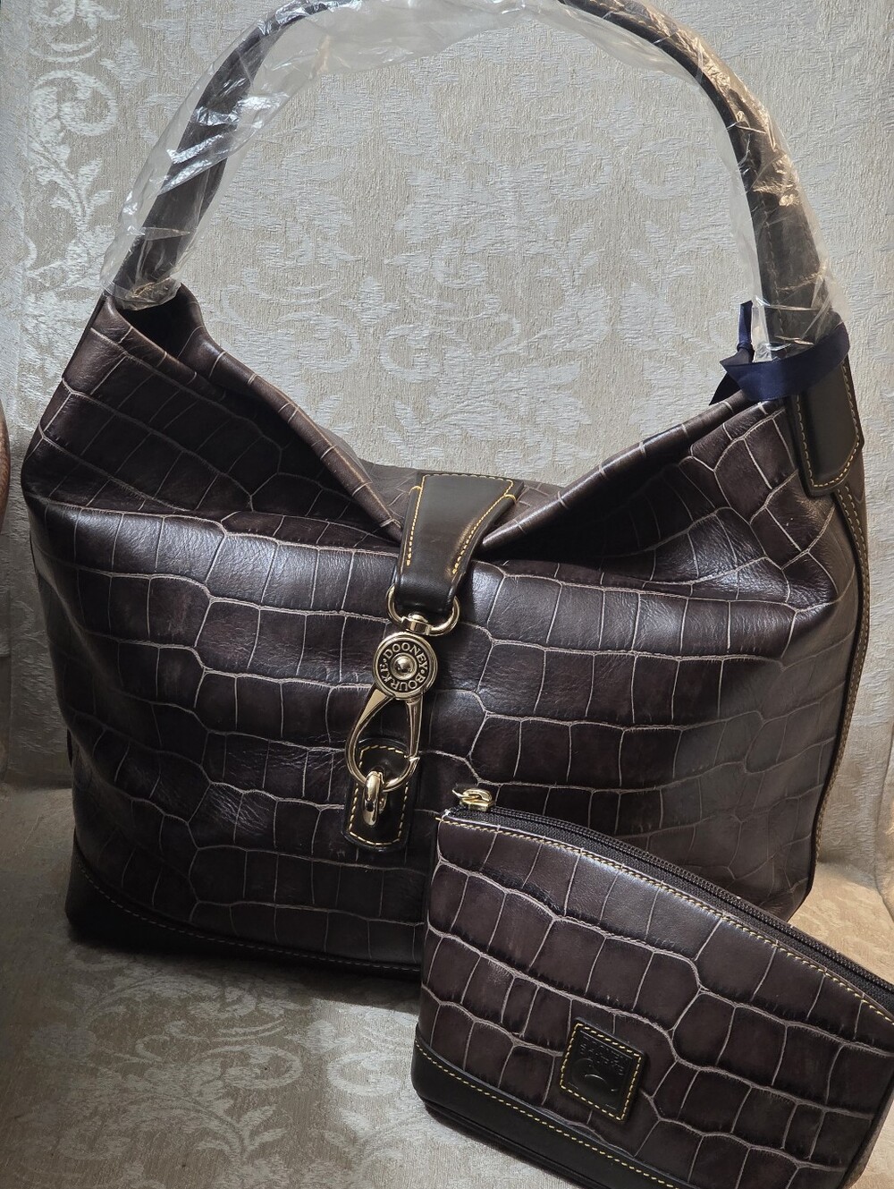 DOONEY N BOURKE FLORENTINE CROC EMBOSSED HOBO BAG NWT